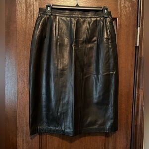 Ann Taylor Black Leather Pencil Skirt